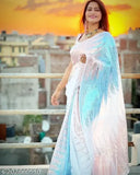 Trendy Georgette sequence work saree with sheer panel and border, available in various colors