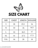 Oversized printed t-shirt for women in size chart, available in navy and gray