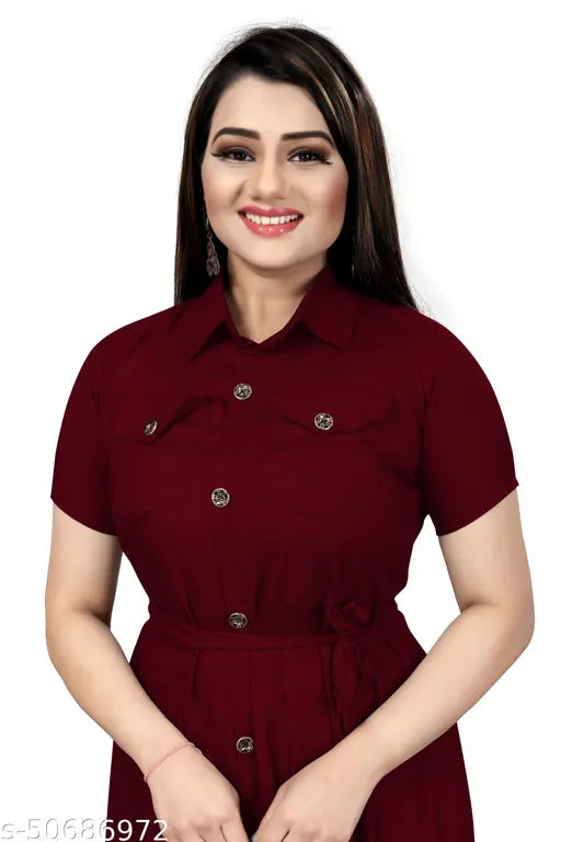 Rayon solid-colored women's kurti from India, short sleeve fashion for XXS to XXXL sizes