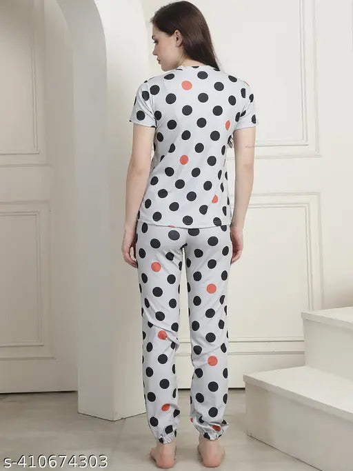 Comfortable cotton printed night suit, XL, short sleeves, Indian-made loungewear