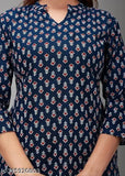 Bagru Printed Cotton Kurtis for Women - Indian three-quarter sleeve kurti with vibrant Bagru print, S-XXXL sizes available