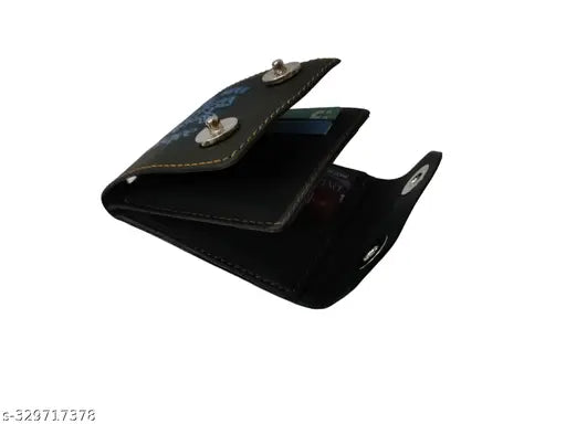 Synthetic brown two-fold wallet for men, textured pattern, free size (6cm x 7cm), made in India