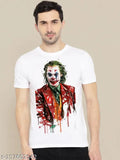 Joker printed poly silk t-shirt, short sleeves, vibrant pop culture design
