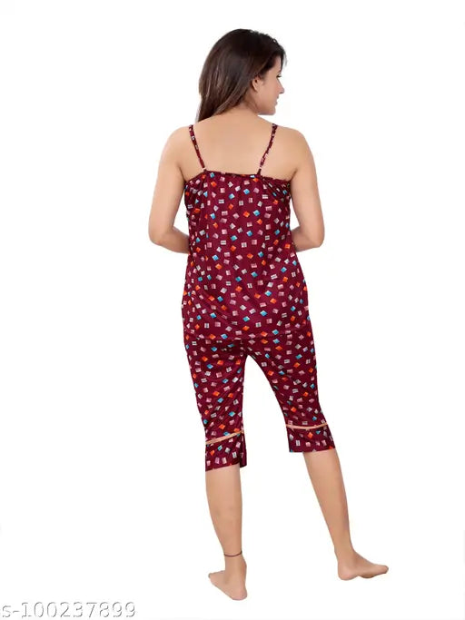 Satin honeymoon wear women's printed nighty set - pack of 3, free size, India origin