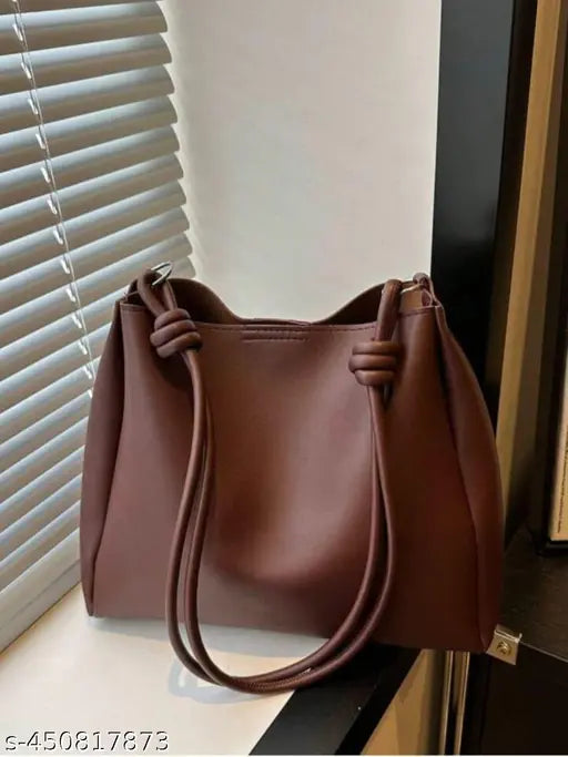 Brown leather casual shoulder bag
