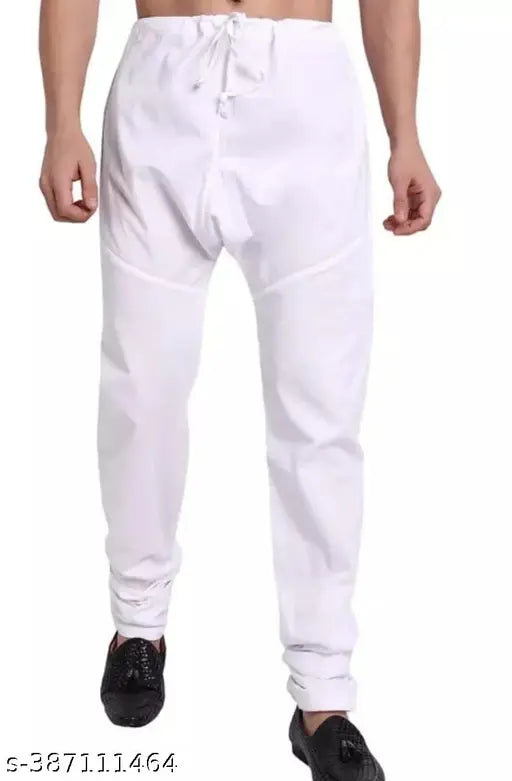 White men's jogger pants with drawstring waist