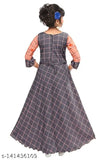 4 You Beautiful Sarin Fabric Fit & Flare Maxi Dress Yellow Color Frock for Girls
