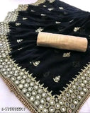 Black saree with mirror work border