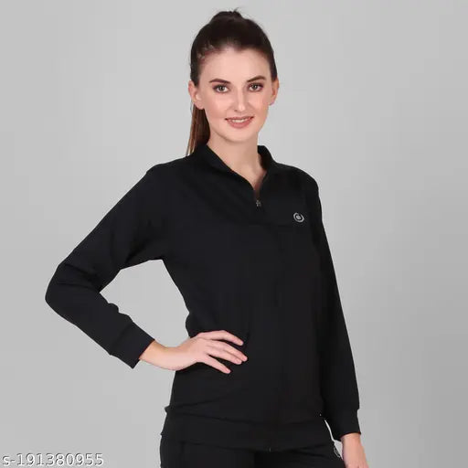 Polyester sports jacket for gym, travel, running, and jogging by FASHA - women's solid-colored zipper jacket with long sleeves (Pack of 1), S, M, L, XL sizes available