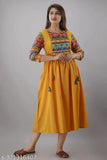 Rayon A-line gown kurta, embroidered pattern, three-quarter sleeves for women, Indian fashion