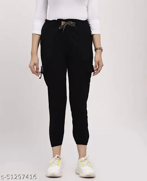 Black joggers for women, elasticated waist, size range 28-32