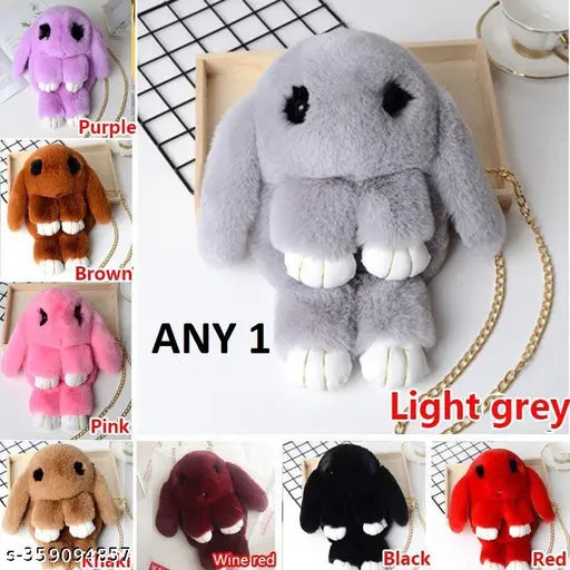 Soft, fluffy bunny cross-body handbag for girls