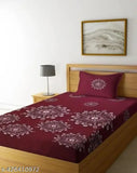 Burgundy floral bedsheet set with pillow cover. Soft cotton bedding.