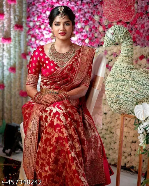 Banarasi Silk traditional saree with zari woven pattern, perfect for women's fashion, Made in India