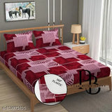 Premium cotton blend, elastic king size fitted bedsheet with 2 pillow covers, double bed, all-around elastic, supersoft, 72x78+9 inches