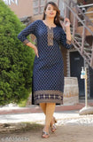Rayon A-line straight kurti for women, printed combo, three-quarter sleeves, available in S, M, L, XL, XXL, and XXXL