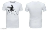 White polyester round neck sports t-shirts, printed with camera design. Size: XL (Chest 44 in, Length 28 in). High-quality sublimation printing on half-sleeve Sarina fabric