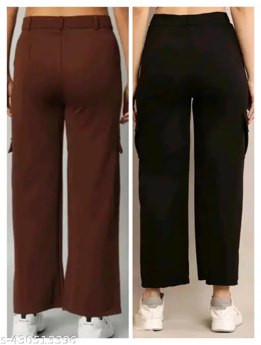 Black and brown cargo pants women's fashion party wear combo pack