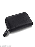 Dark black leatherite StealODeal card holder, high-quality and textured, holds up to 11 cards