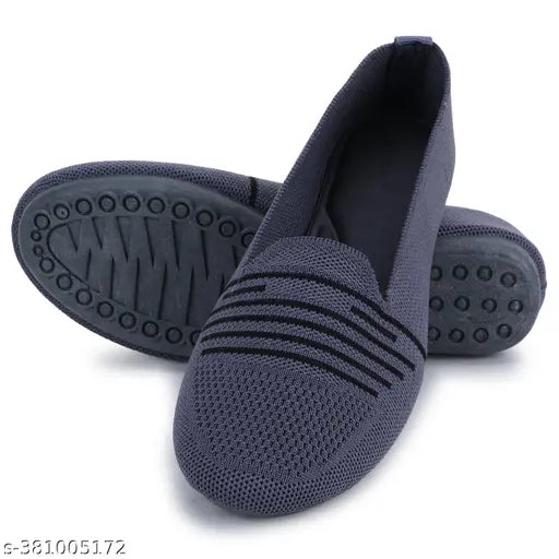 Grey PU ballerinas combo for women & girls - soft, lightweight, and textured slip-ons with anti-slip soles for comfortable everyday wear