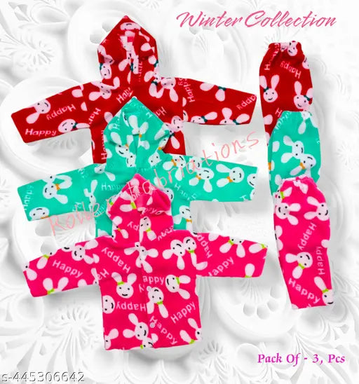 Funky Stylish, Baby Boys / Girls Sweatshirts & Hoodies Set's For "Winters" in Self Cartoon Print Soft Woolen fabric By Roller Fabrications.