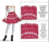 Two-tone plaid pleated mini skirt, sleeveless top, women's winter wear 2 in 1 style, red and white color, wool material
