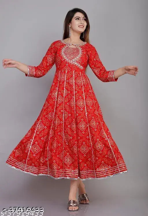 Rayon Anarkali gown with zari embroidery, full sleeves, Indian ethnic designer wear for women & girls. Soft color options available. Made in India