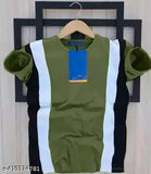 Colorblocked nylon men's regular half-fit t-shirt with short sleeves, size M (Chest 36in, Length 27in), made in India
