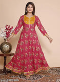 Rayon cotton anarkali kurti, full frill, women's ethnic new buta, stylish design