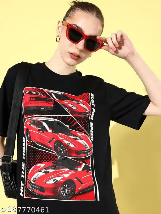 Black oversized graphic t-shirt women's