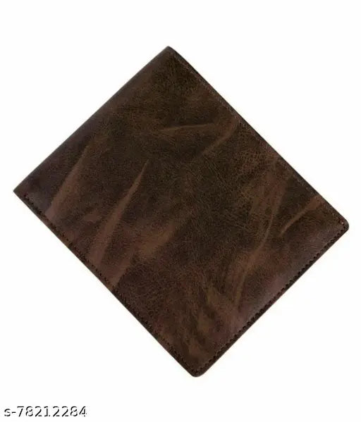 Brown faux leather wallet, Classic World Stylish men's purse with 6 card slots, coin pocket, and zip compartment. Ideal gift for men." (93 characters)
