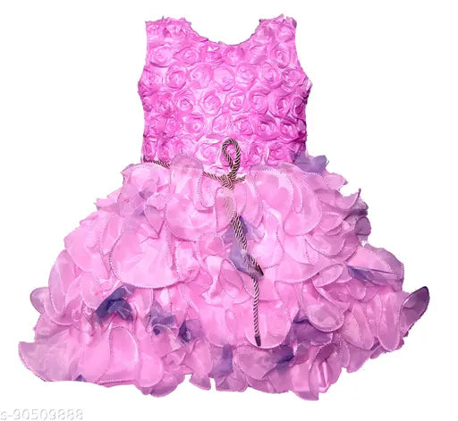Cotton linen sleeveless embellished net Tinkle Stylus Girls Frocks & Dresses for baby girls aged 12-24 months and 2-3 years, Indian designer dress with flower/leaf design