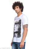 Striped polyester men's t-shirt, digital print tee for casual wear - India
