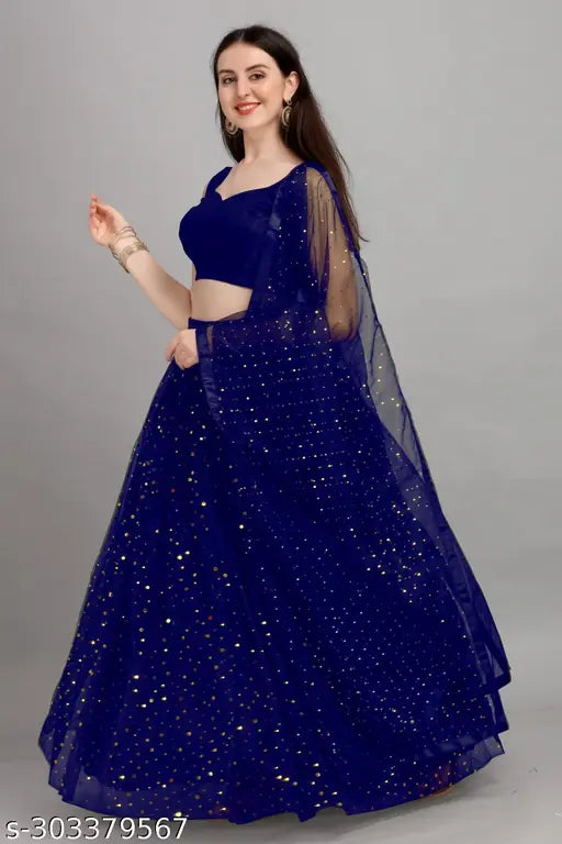 Embellished Paril Tilki Art Silk Lehenga choli set with net dupatta, semi-stitched (Lehanga: 42in waist, 44in length), checked embroidered blouse