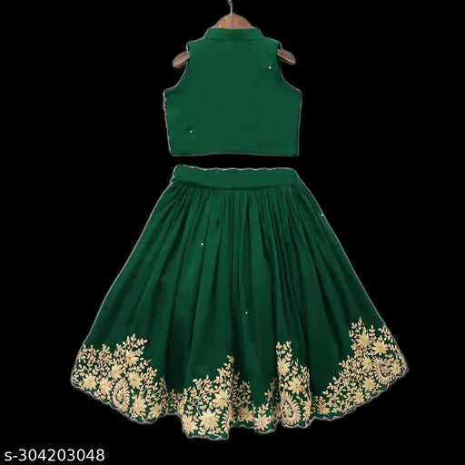Taffeta silk, embellished lehenga-choli for modern, comfortable kids' fashion, Indian origin