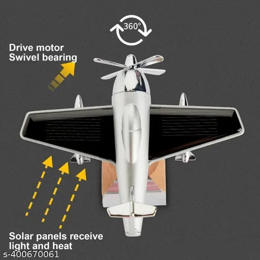 Solar-powered aeroplane design air freshener diffuser with 360-degree rotation, almond scent for home fragrance