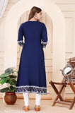 Embroidered, printed chiffon gown with short sleeves and hem length of 3 meters
