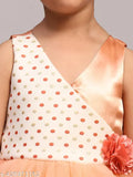 Little girl's party wear gown with dusty rose color and white dots pattern