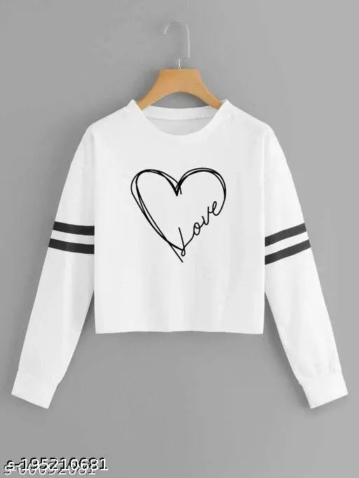 Women's printed cotton blend long sleeves t-shirt (S, M, L, XL), vibrant pattern on display