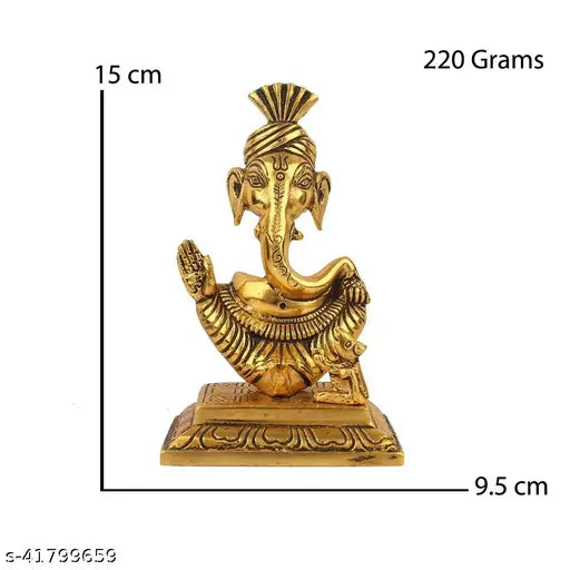 Metal modern Pagdi Ganesha for home decor, 15cm high, Indian crafted