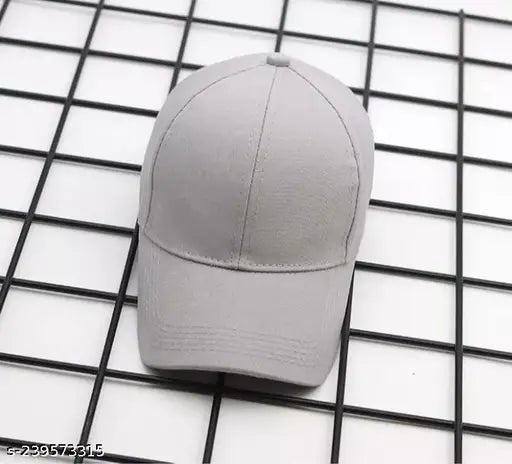 Trendy grey cotton baseball cap, fits both men and women, comes with buckle strap closure