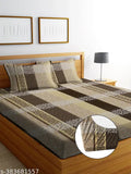 Superfine cotton checked fitted bedsheets, ideal for adult AC room, king size with two pillow covers, origin India