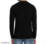 Black Full-Only Lifeline Men's Polycotton T-shirt with long sleeves, printed design. Close-up of streetwear style t-shirt on hanger. Made in India