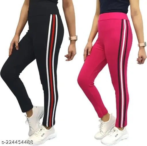 Cotton blend girls jeggings pack of 2, soft and stretchable yoga pants for active wear, available in multiple shades