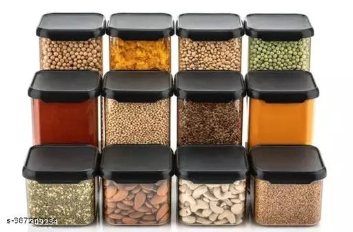 Airtight plastic kitchen storage containers set, different capacities: 1500ml, 1100ml, 500ml, four pieces