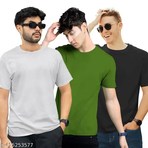 Pure cotton round neck half sleeve solid t-shirt, perfect for casual or party wear, 100% combed cotton, easy sweat absorption technology