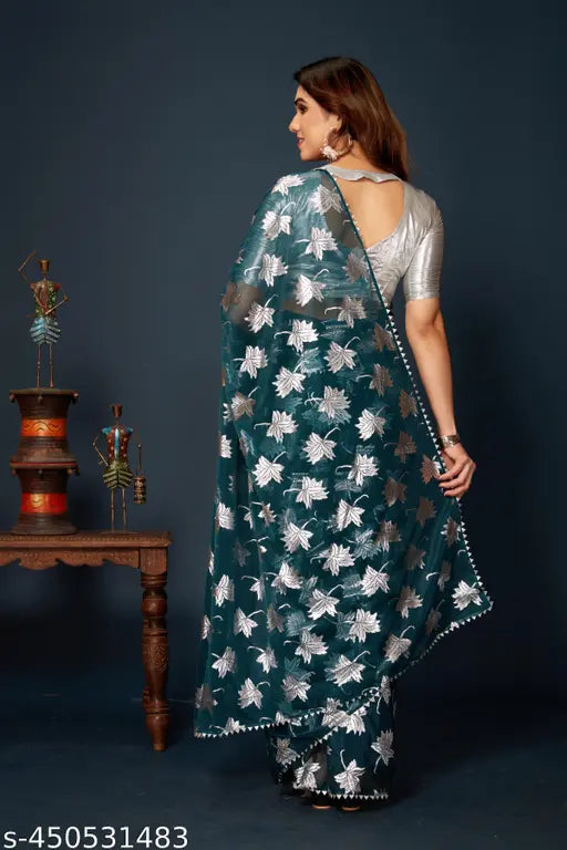 Chiffon wedding saree collection, Indian Silk blouse, trending Zari woven pattern, self-designed, low price under 399, new arrivals, diwali saree, kanjeevaram, shibori print, free size