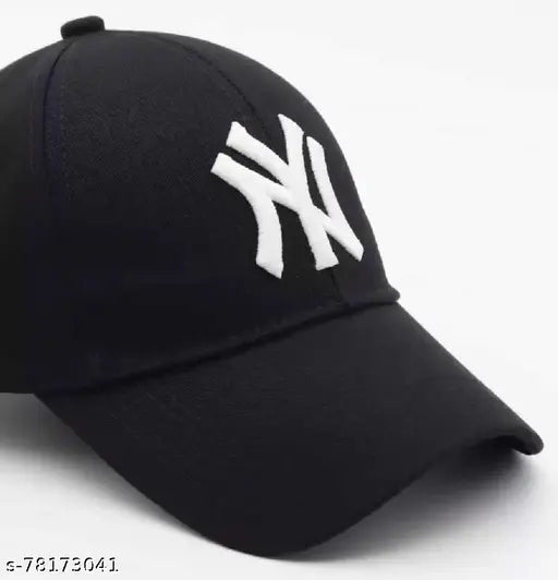 Black NY cap for men/women/girls/boys, solid color, comfortable fit, casual style.