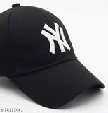 Black NY cap for men/women/girls/boys, solid color, comfortable fit, casual style.