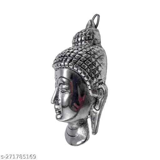 Metal Buddha Head Statue, 8cm x 13cm, Indian handcrafted art for home decor or gift